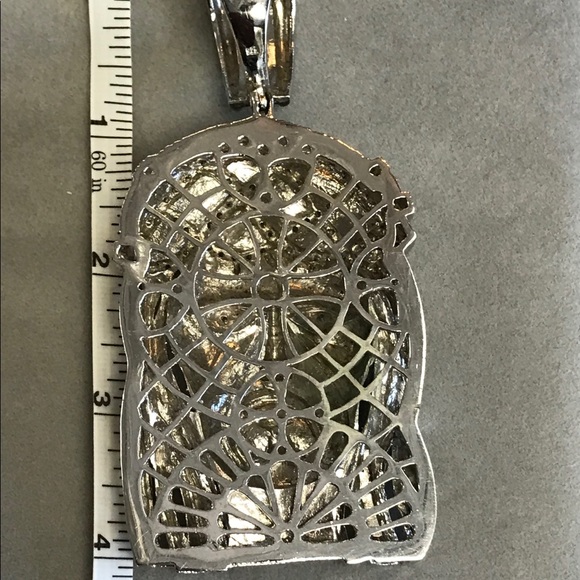 Custom Sterling Silver and CZ large Jesus Pendant - Picture 4 of 7